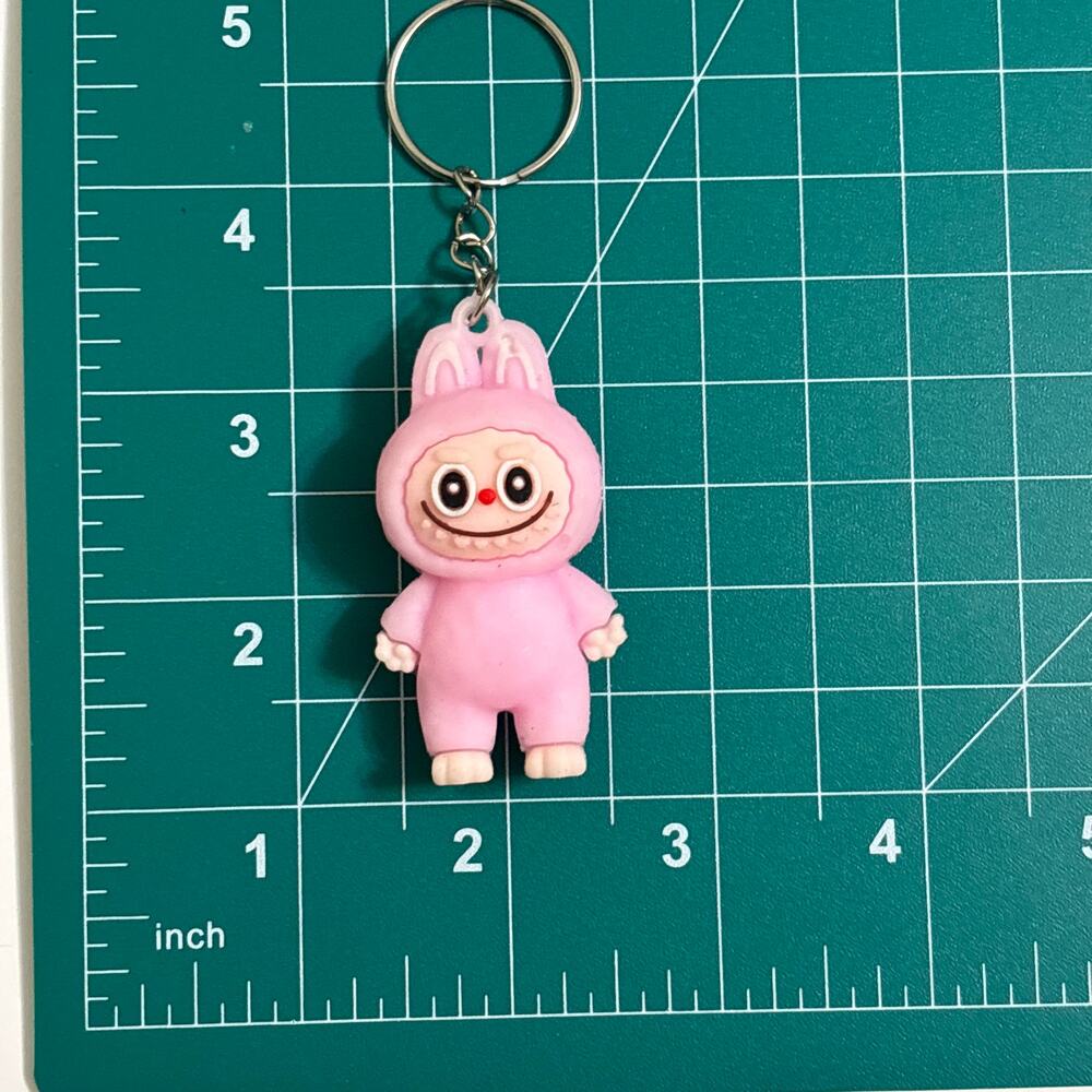 Pink Labubu Silicone Keychain Surprise Style Kawaii Bag Charm NWOT - Picture 4 of 14